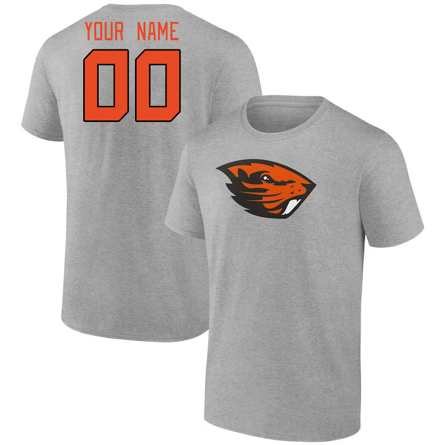 Custom Oregon State Beavers Name And Number College Tshirt-Gray